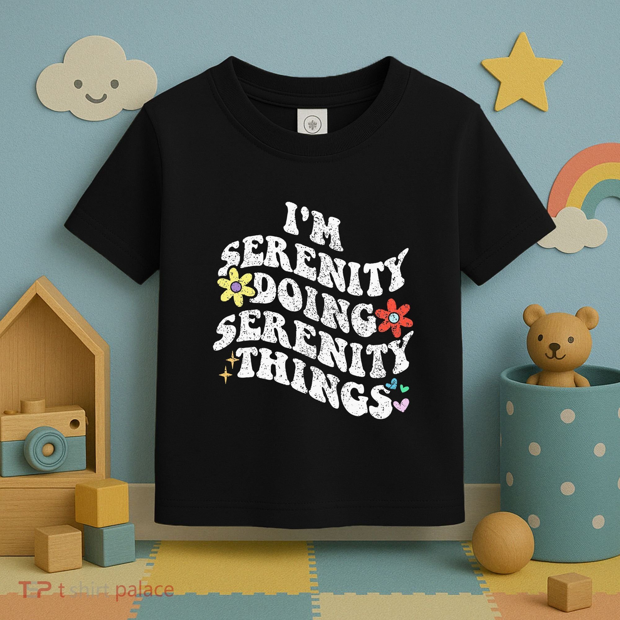 Retro Groovy Im Serenity Doing Serenity Things Funny Toddler T-Shirt
