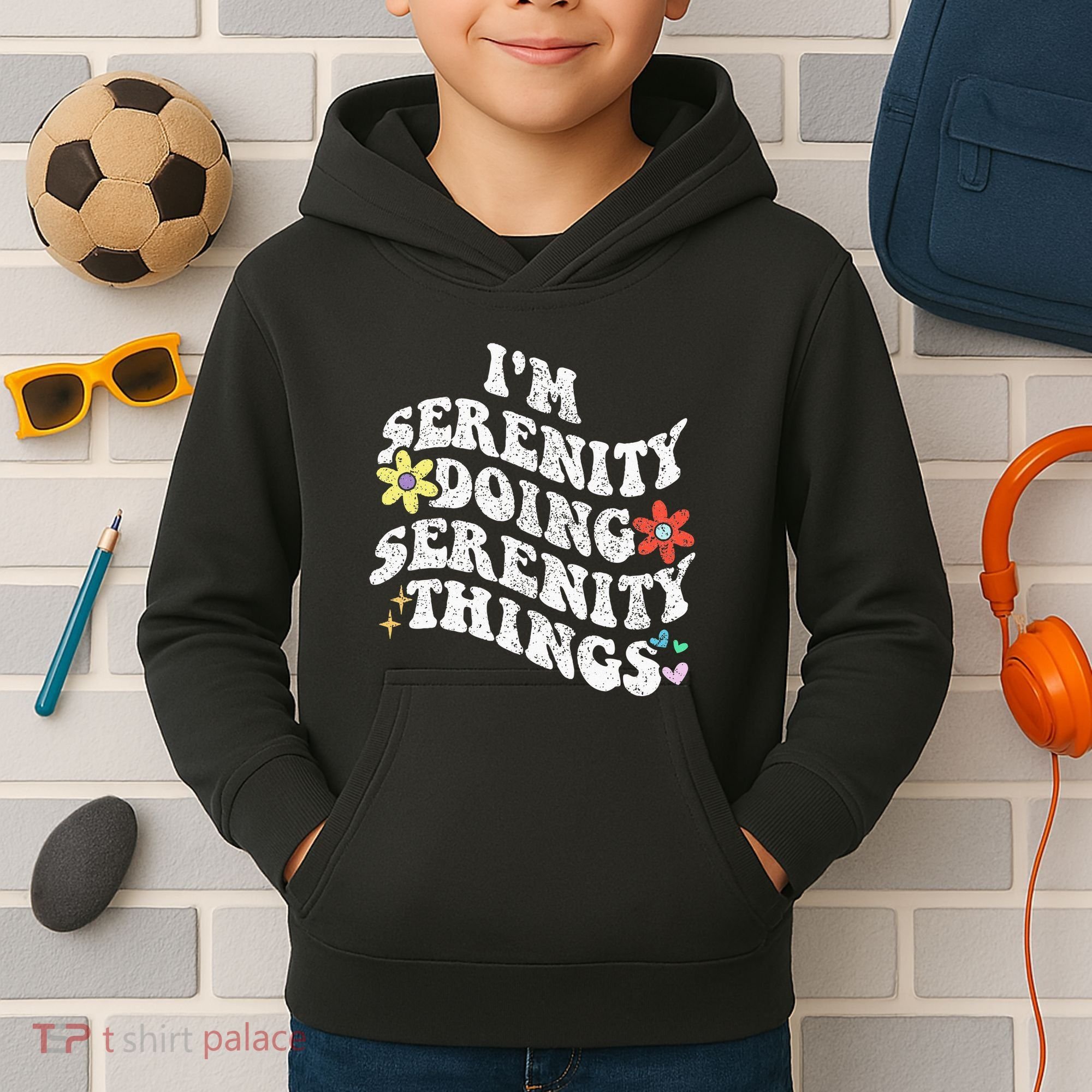 Retro Groovy Im Serenity Doing Serenity Things Funny Kids Hoodie