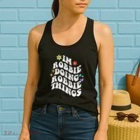 Retro Groovy Im Robbie Doing Robbie Things Funny MotherS Women's Tank Top thumb 2