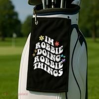 Retro Groovy Im Robbie Doing Robbie Things Funny MotherS Golf Towel thumb 2