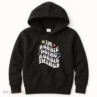 Retro Groovy Im Robbie Doing Robbie Things Funny MotherS Kids Hoodie thumb 0