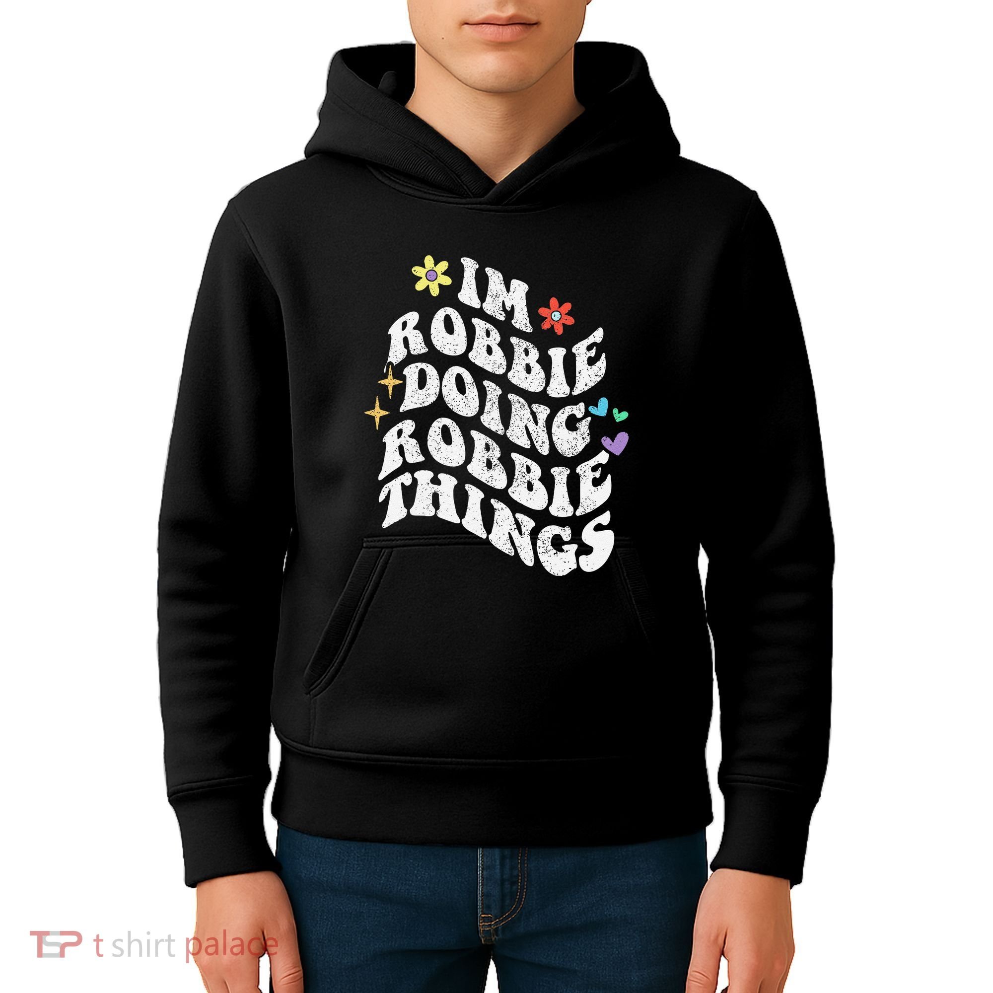Retro Groovy Im Robbie Doing Robbie Things Funny MotherS Kids Hoodie