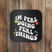 Retro Groovy Im Perl Doing Perl Things Funny MotherS Day Coaster thumb 0