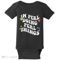 Retro Groovy Im Perl Doing Perl Things Funny MotherS Day Baby Bodysuit thumb 0