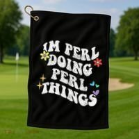Retro Groovy Im Perl Doing Perl Things Funny MotherS Day Golf Towel thumb 1