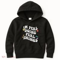 Retro Groovy Im Perl Doing Perl Things Funny MotherS Day Kids Hoodie thumb 0