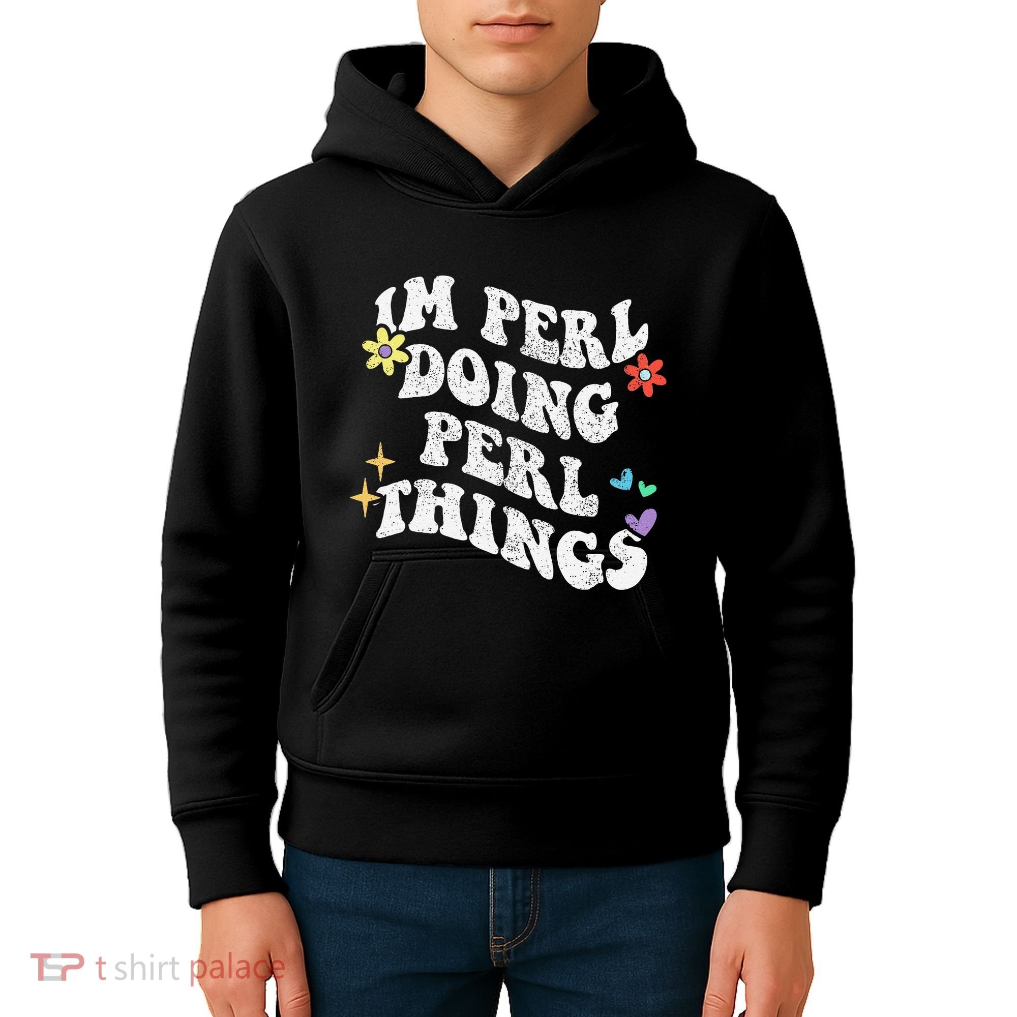 Retro Groovy Im Perl Doing Perl Things Funny MotherS Day Kids Hoodie