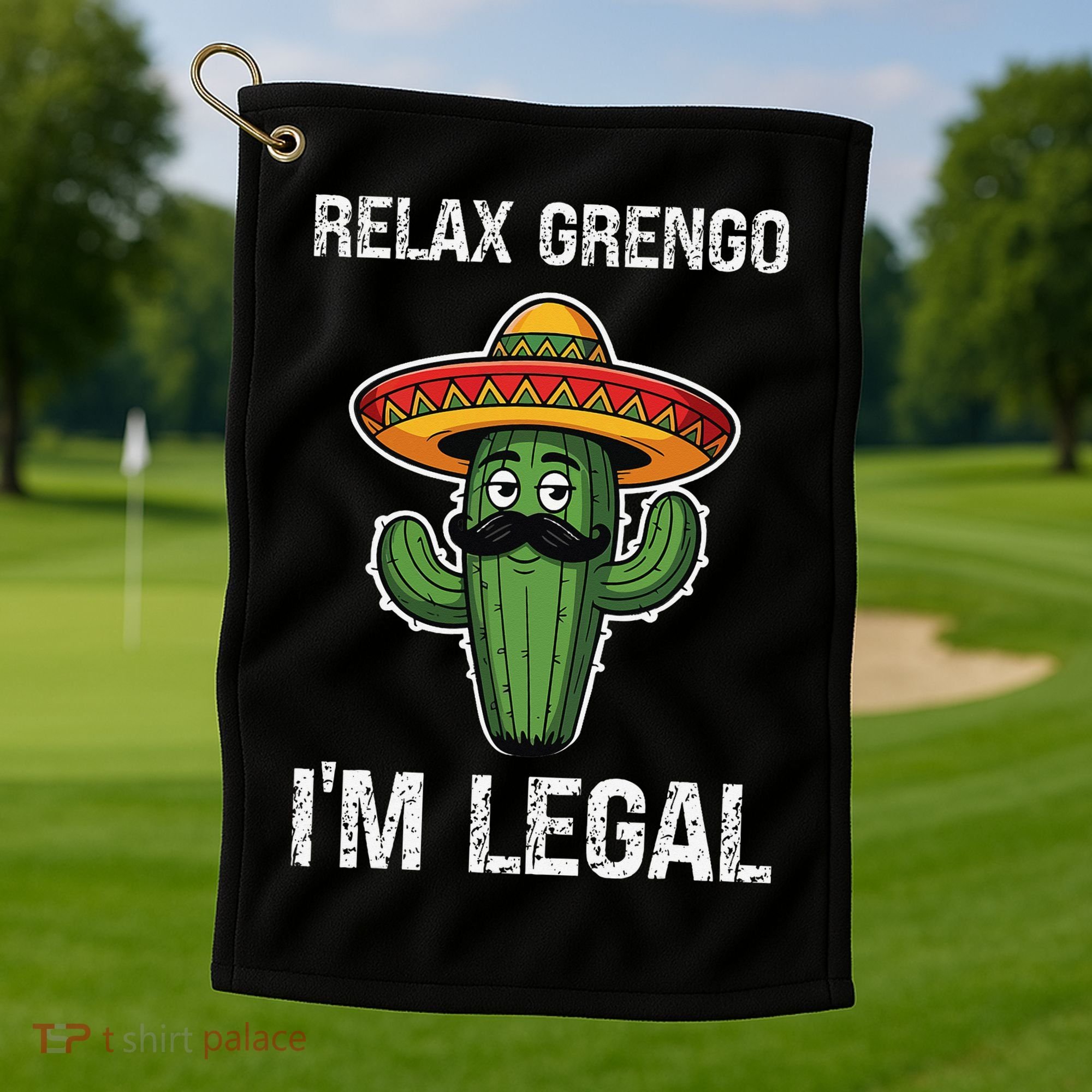 Relax Gringo Im Legal Funny Cinco De Mayo Mexican Immigrant Golf Towel