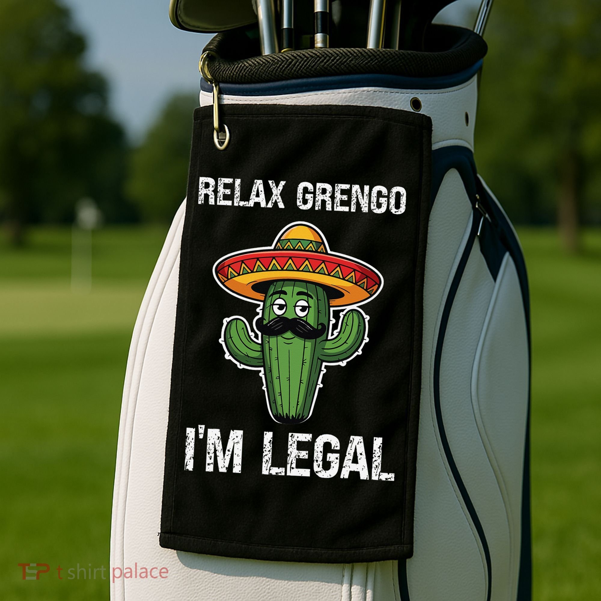 Relax Gringo Im Legal Funny Cinco De Mayo Mexican Immigrant Golf Towel