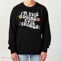 Retro Groovy Im Evie Doing Evie Things Funny Mother's Day Women's Sweatshirt thumb 0