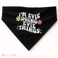 Retro Groovy Im Evie Doing Evie Things Funny Mother's Day USA-Made Doggie Bandana thumb 0