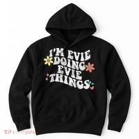 Retro Groovy Im Evie Doing Evie Things Funny Mother's Day Hoodie thumb 0