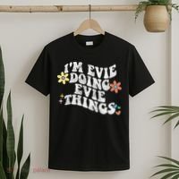 Retro Groovy Im Evie Doing Evie Things Funny Mother's Day T-Shirt thumb 2