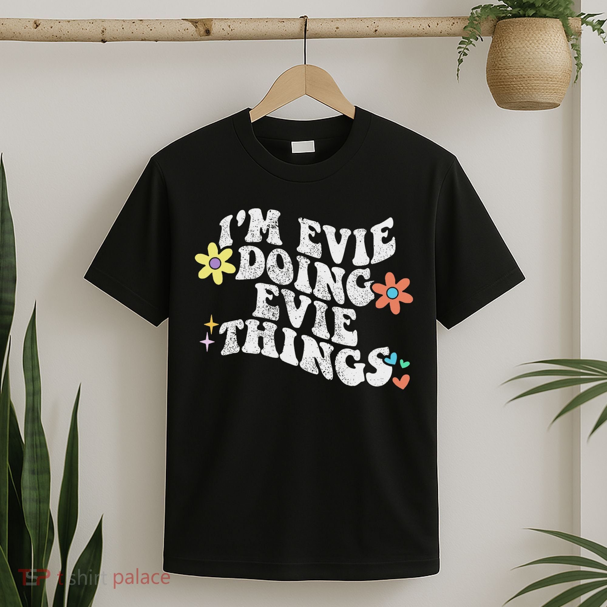 Retro Groovy Im Evie Doing Evie Things Funny Mother's Day T-Shirt