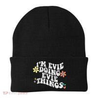 Retro Groovy Im Evie Doing Evie Things Funny Mother's Day Beanie thumb 0