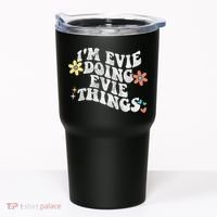 Retro Groovy Im Evie Doing Evie Things Funny Mother's Day Tumbler thumb 0