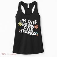 Retro Groovy Im Evie Doing Evie Things Funny Mother's Day Women's Tank Top thumb 0