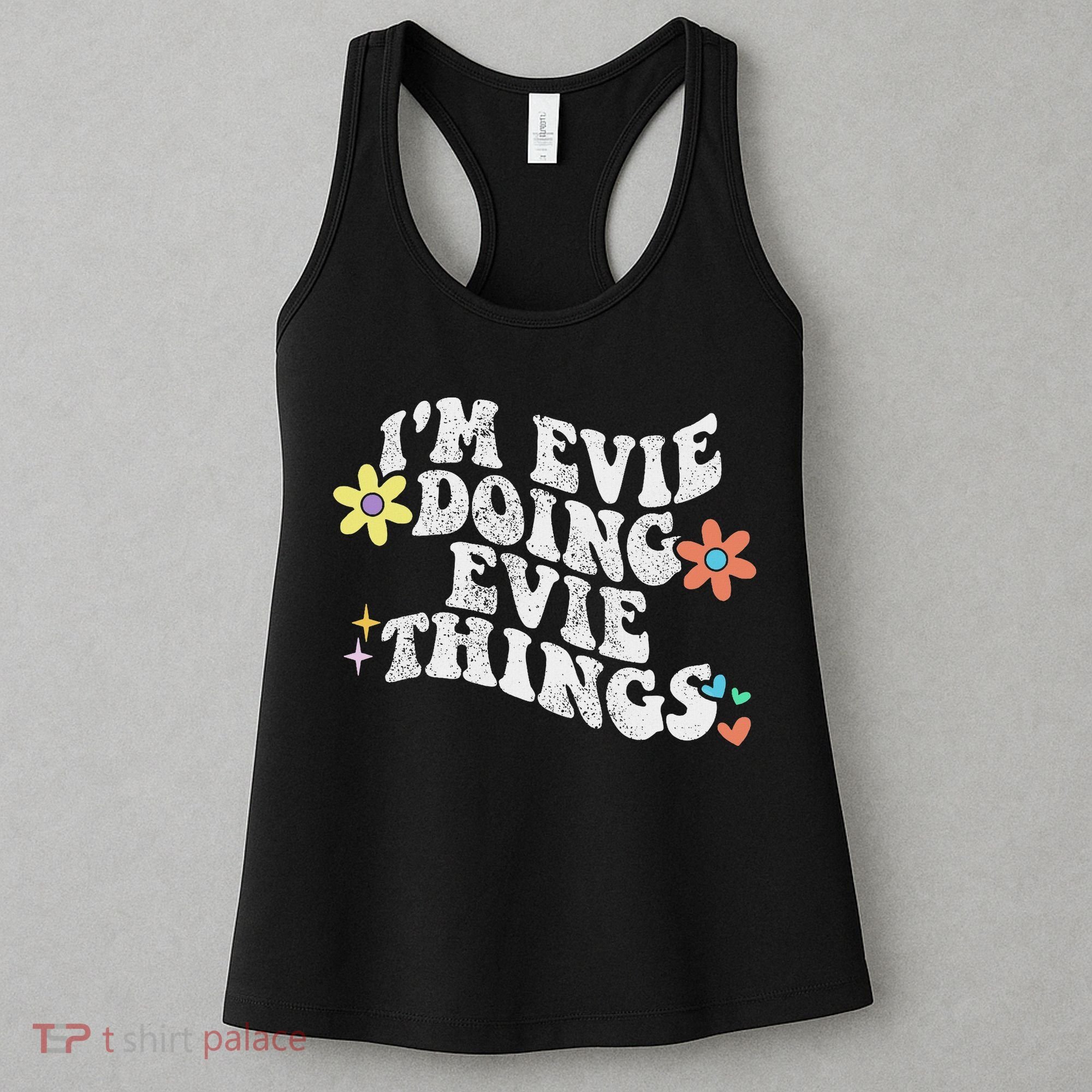Retro Groovy Im Evie Doing Evie Things Funny Mother's Day Women's Tank Top
