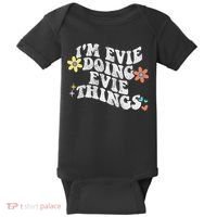 Retro Groovy Im Evie Doing Evie Things Funny Mother's Day Baby Bodysuit thumb 0