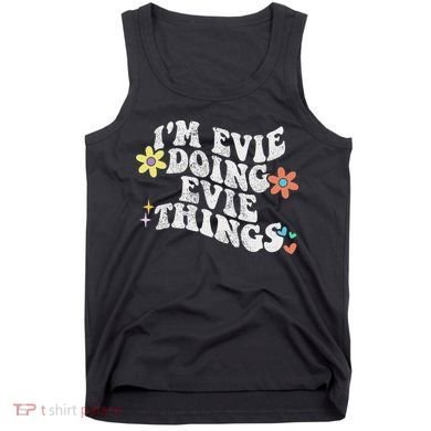 Retro Groovy Im Evie Doing Evie Things Funny Mother's Day Tank Top