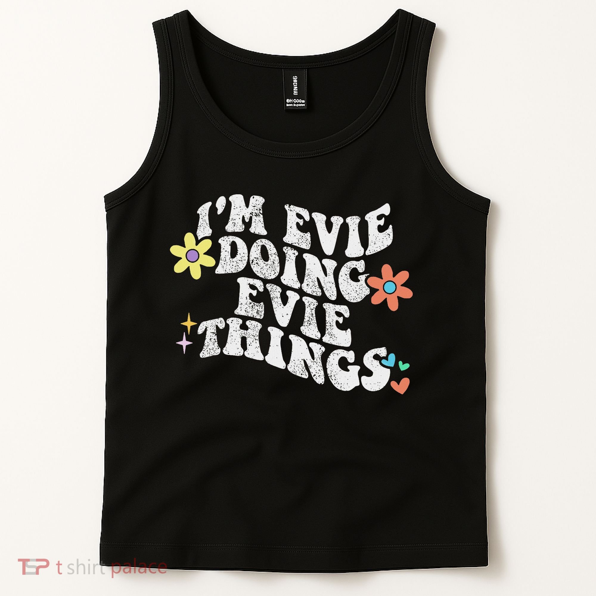 Retro Groovy Im Evie Doing Evie Things Funny Mother's Day Tank Top