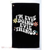 Retro Groovy Im Evie Doing Evie Things Funny Mother's Day Golf Towel thumb 0