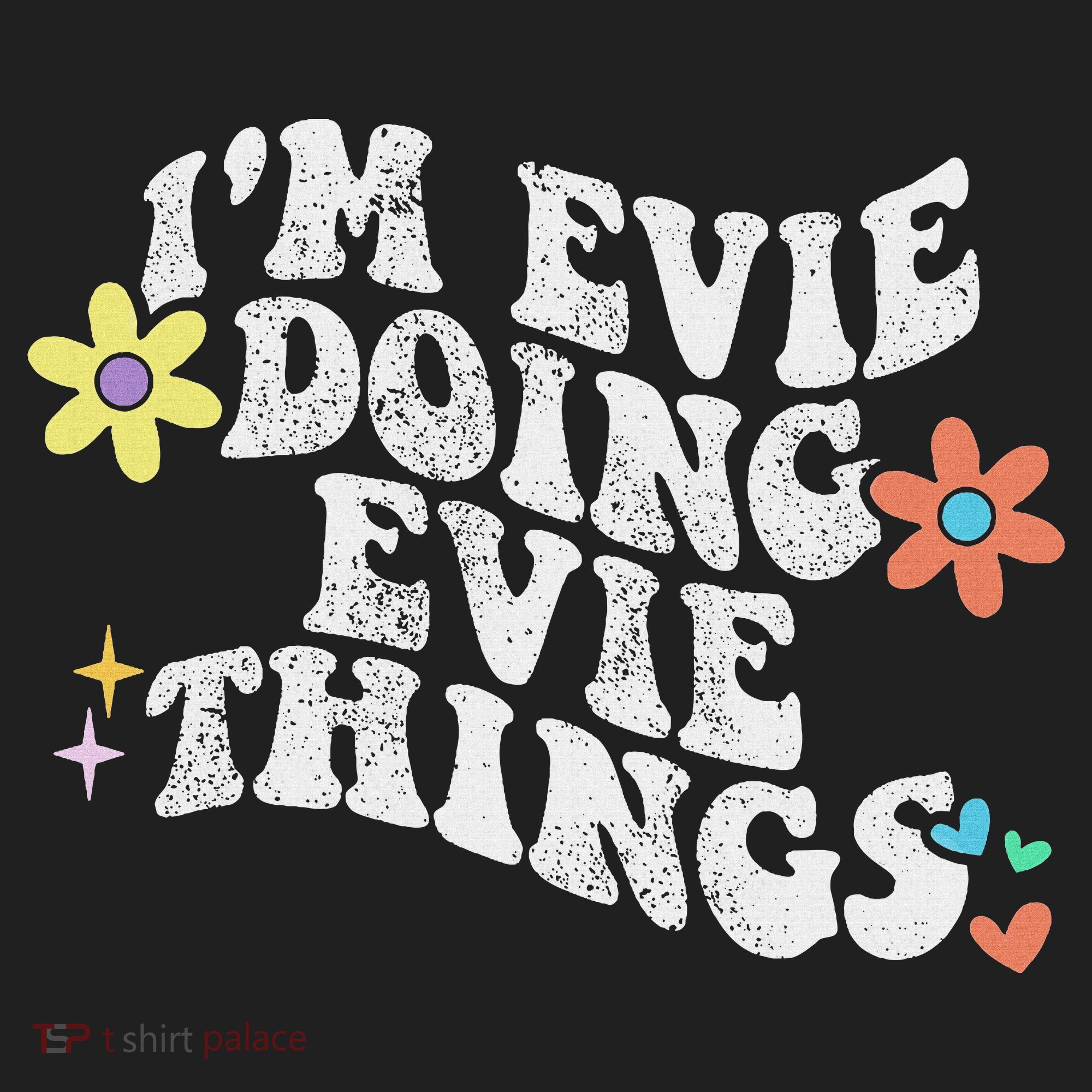 Retro Groovy Im Evie Doing Evie Things Funny Mother's Day Golf Towel