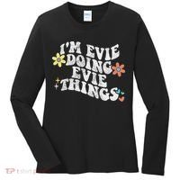 Retro Groovy Im Evie Doing Evie Things Funny Mother's Day Women's Long Sleeve Shirt thumb 0