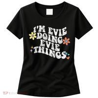 Retro Groovy Im Evie Doing Evie Things Funny Mother's Day Women's T-Shirt thumb 0