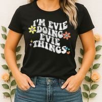Retro Groovy Im Evie Doing Evie Things Funny Mother's Day Women's T-Shirt thumb 2