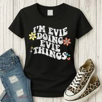 Retro Groovy Im Evie Doing Evie Things Funny Mother's Day Women's T-Shirt thumb 3