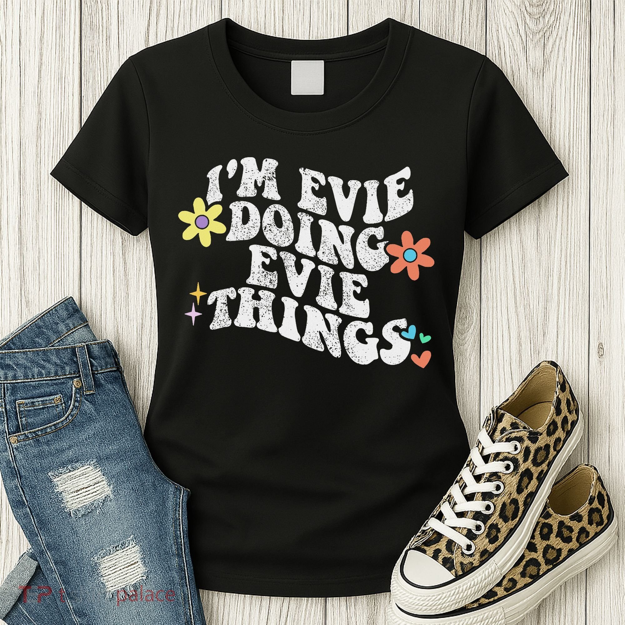 Retro Groovy Im Evie Doing Evie Things Funny Mother's Day Women's T-Shirt