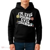Retro Groovy Im Evie Doing Evie Things Funny Mother's Day Kids Hoodie thumb 4