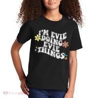 Retro Groovy Im Evie Doing Evie Things Funny Mother's Day Kids T-Shirt thumb 2