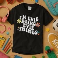 Retro Groovy Im Evie Doing Evie Things Funny Mother's Day Kids T-Shirt thumb 3