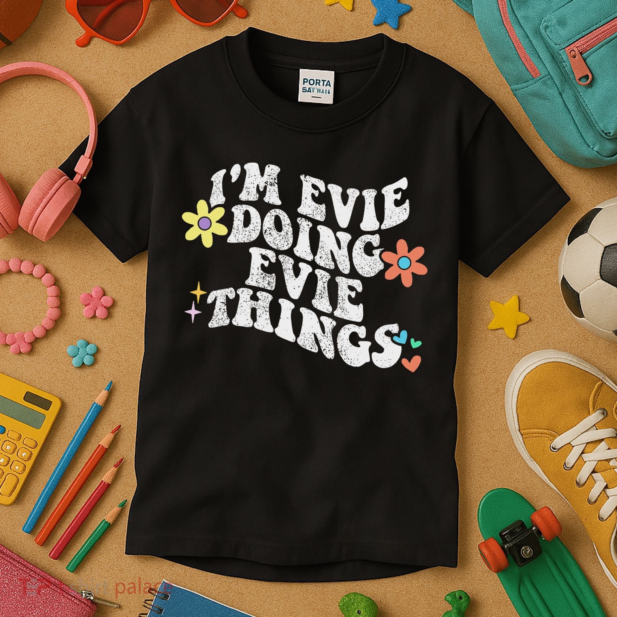 Retro Groovy Im Evie Doing Evie Things Funny Mother's Day Kids T-Shirt