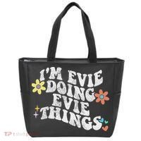 Retro Groovy Im Evie Doing Evie Things Funny Mother's Day Tote Bag thumb 0
