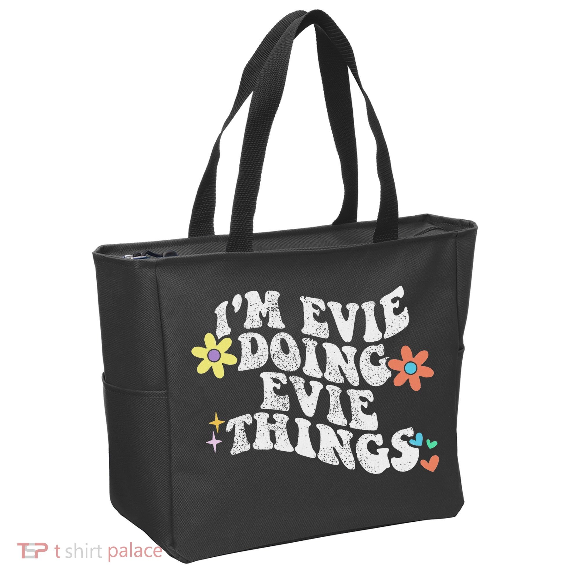 Retro Groovy Im Evie Doing Evie Things Funny Mother's Day Tote Bag
