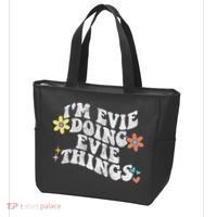 Retro Groovy Im Evie Doing Evie Things Funny Mother's Day Tote Bag thumb 3