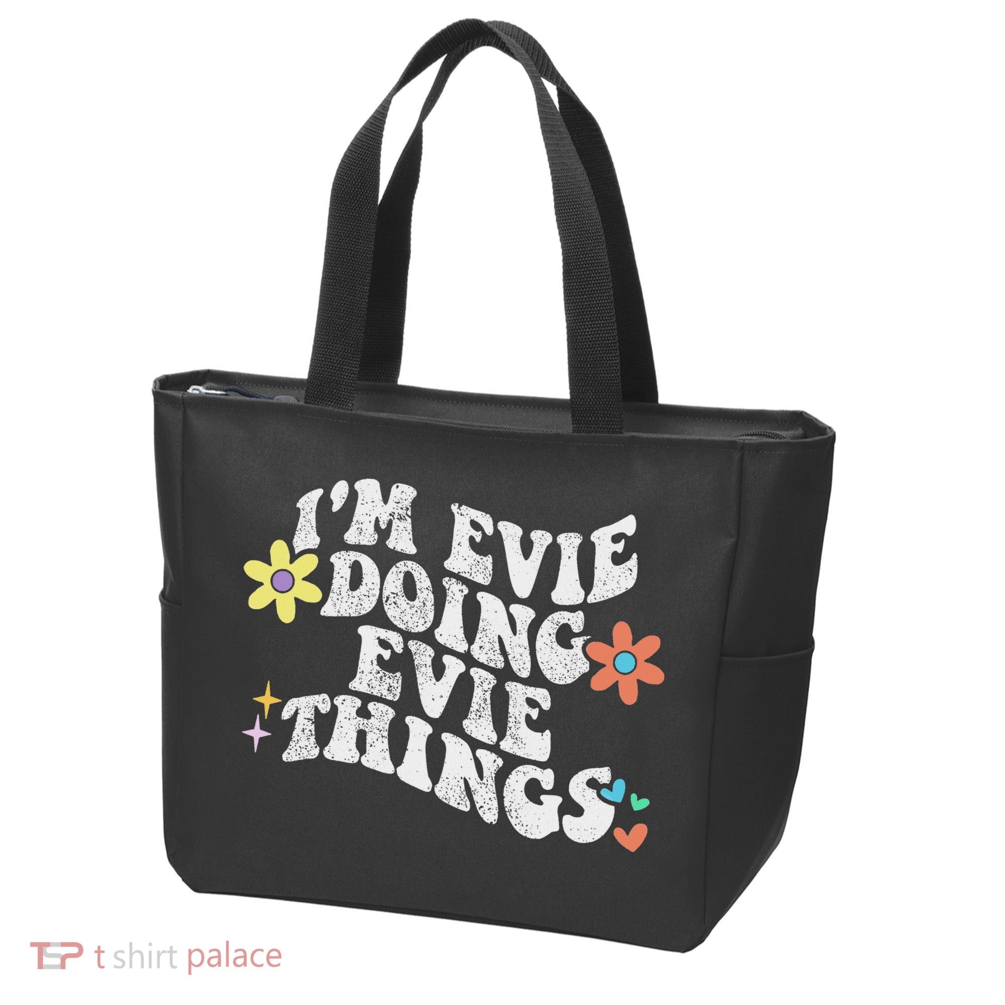 Retro Groovy Im Evie Doing Evie Things Funny Mother's Day Tote Bag