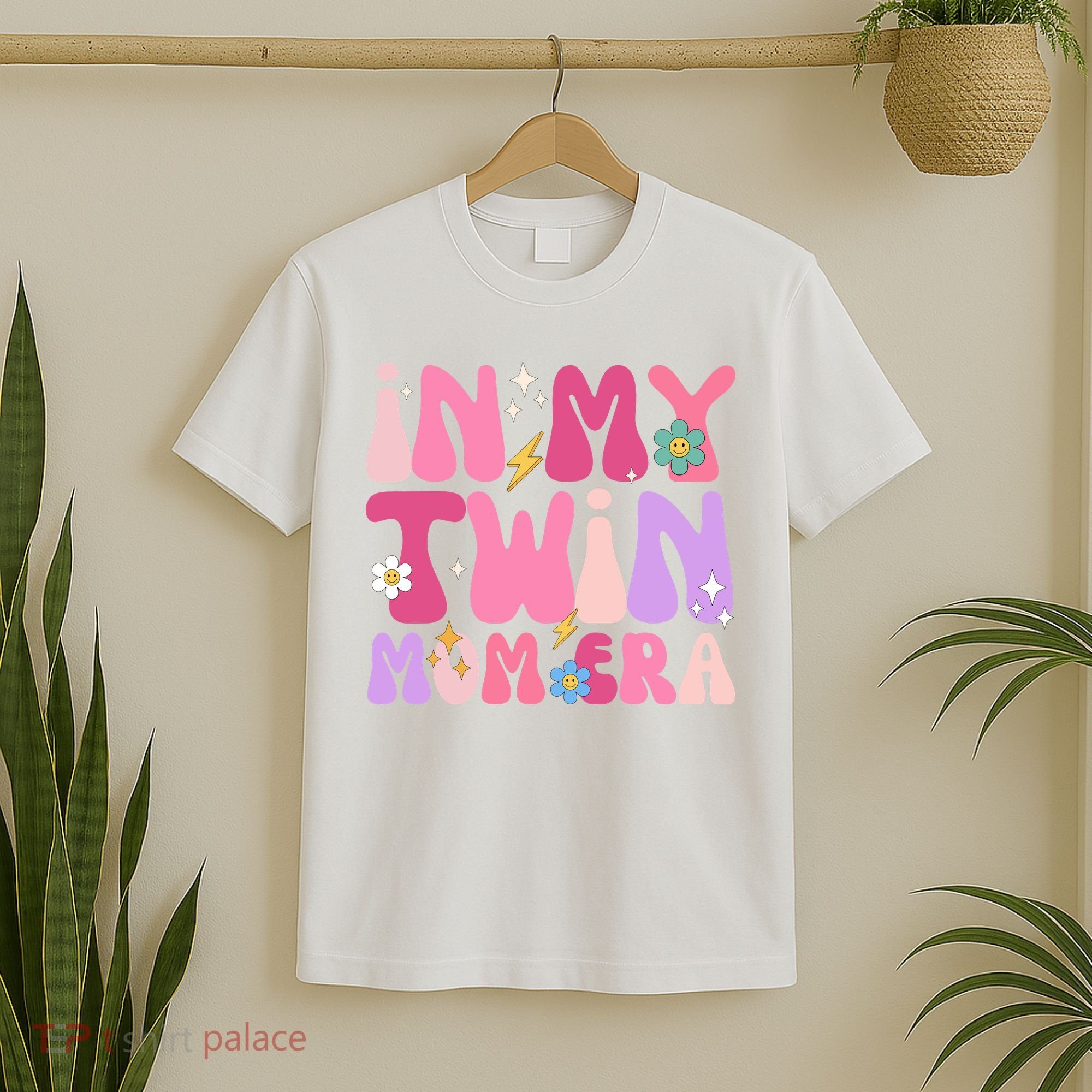 Retro Groovy In My Twin Mom Era Happy Mothers Day T-Shirt