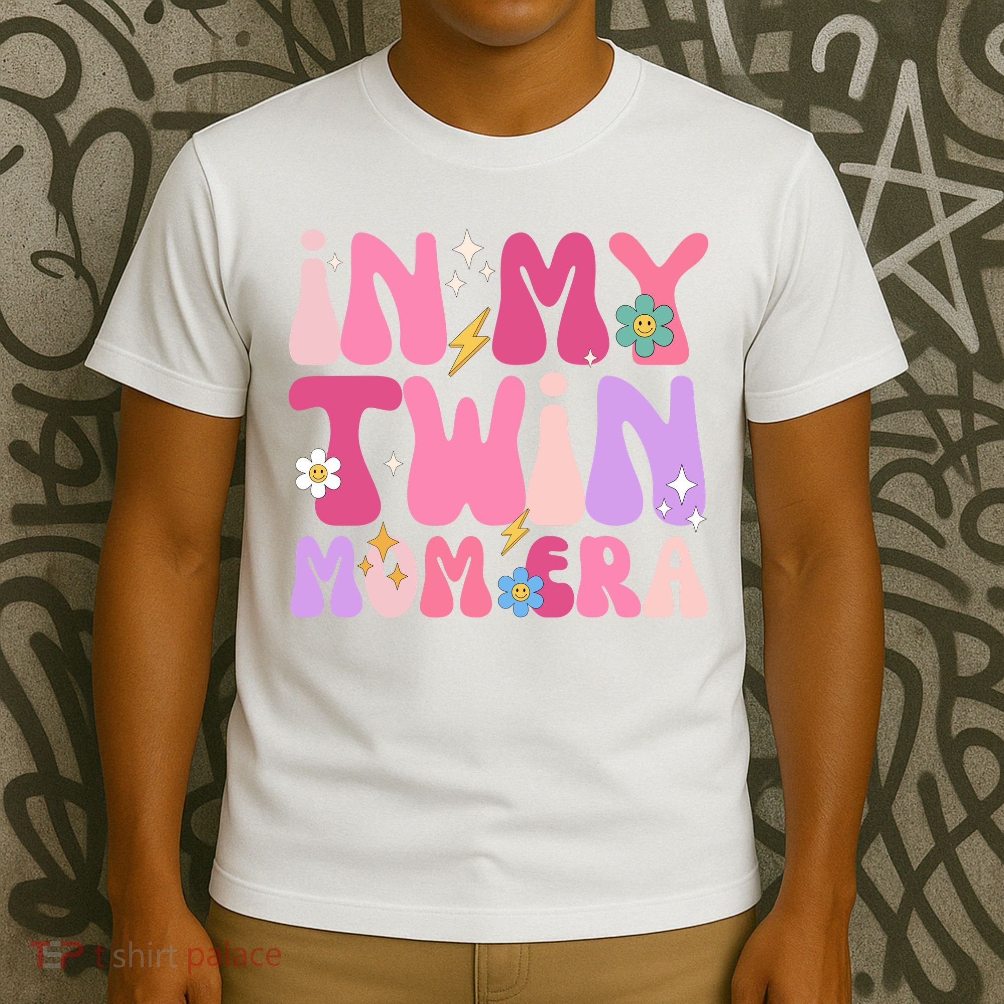 Retro Groovy In My Twin Mom Era Happy Mothers Day T-Shirt