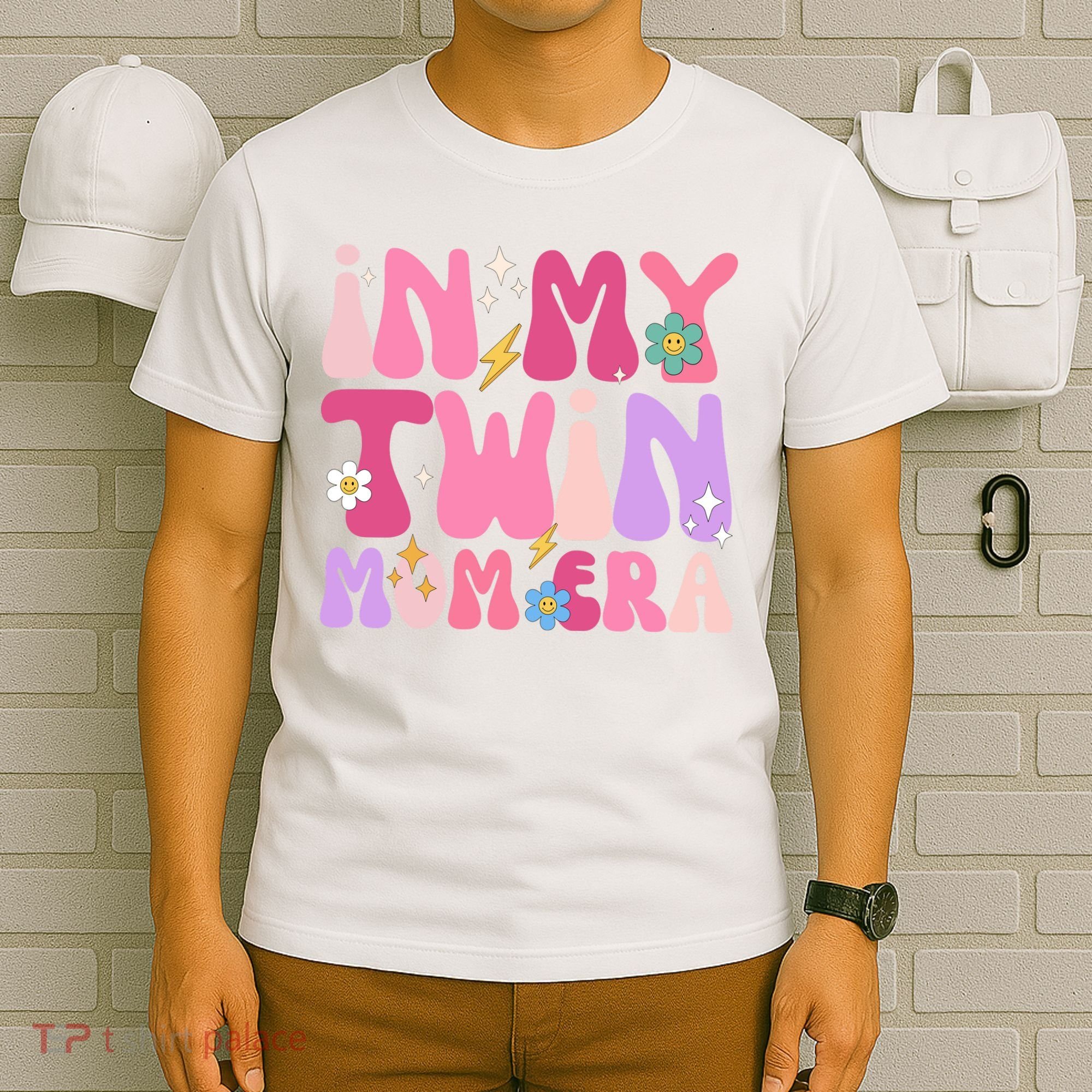 Retro Groovy In My Twin Mom Era Happy Mothers Day T-Shirt