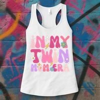 Retro Groovy In My Twin Mom Era Happy Mothers Day Women's Tank Top thumb 3