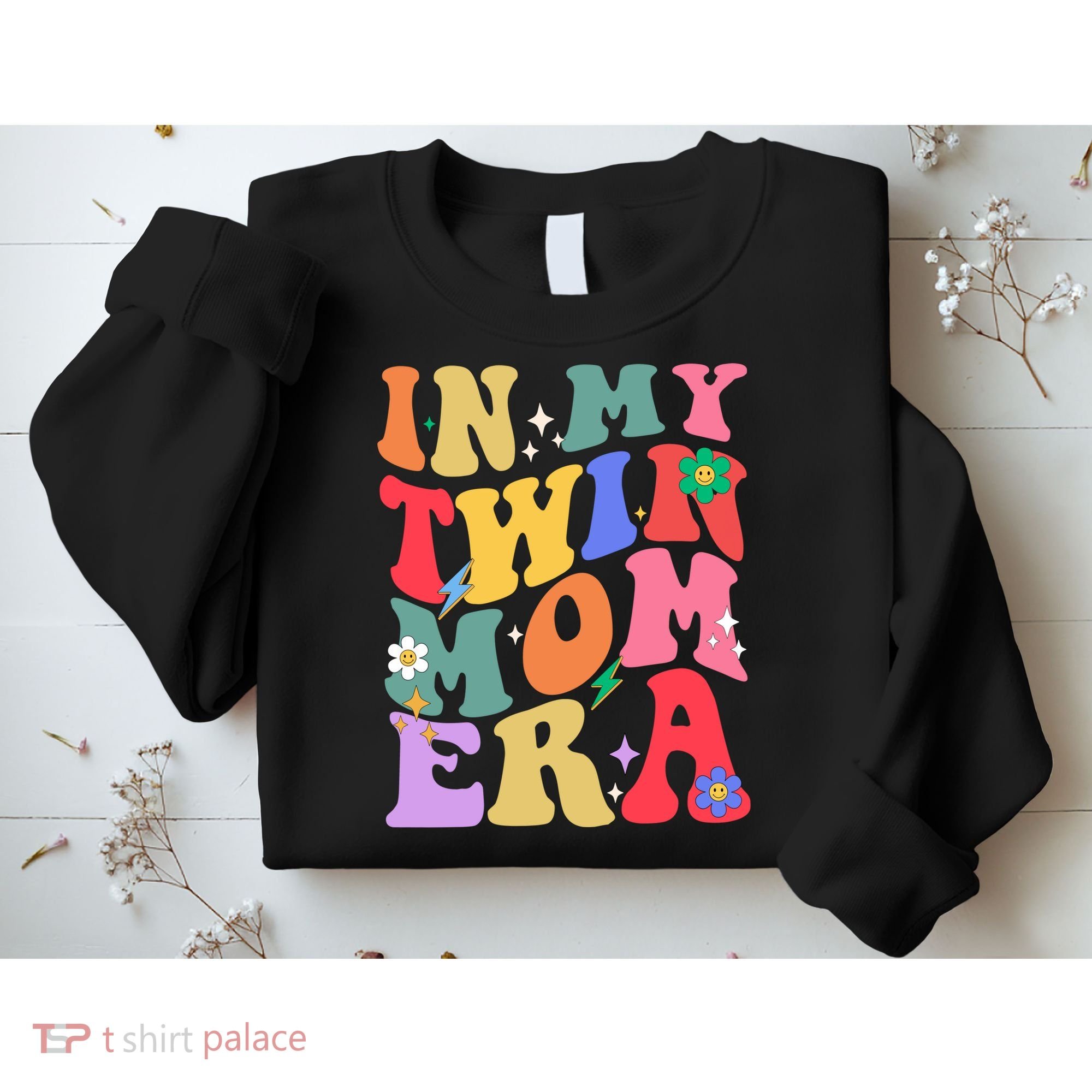 Retro Groovy In My Twin Mom Era Happy Mothers Day Sweatshirt