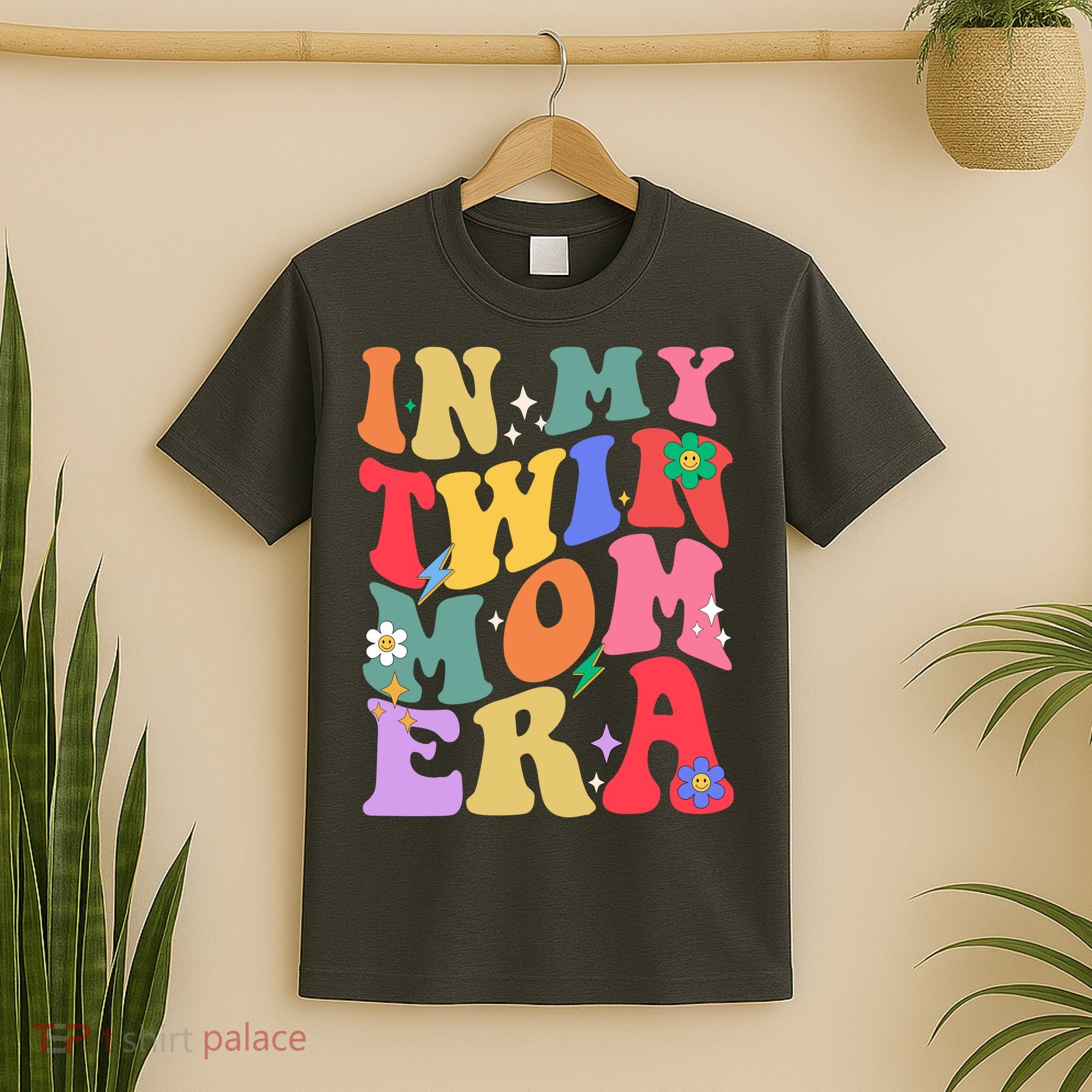 Retro Groovy In My Twin Mom Era Happy Mothers Day T-Shirt