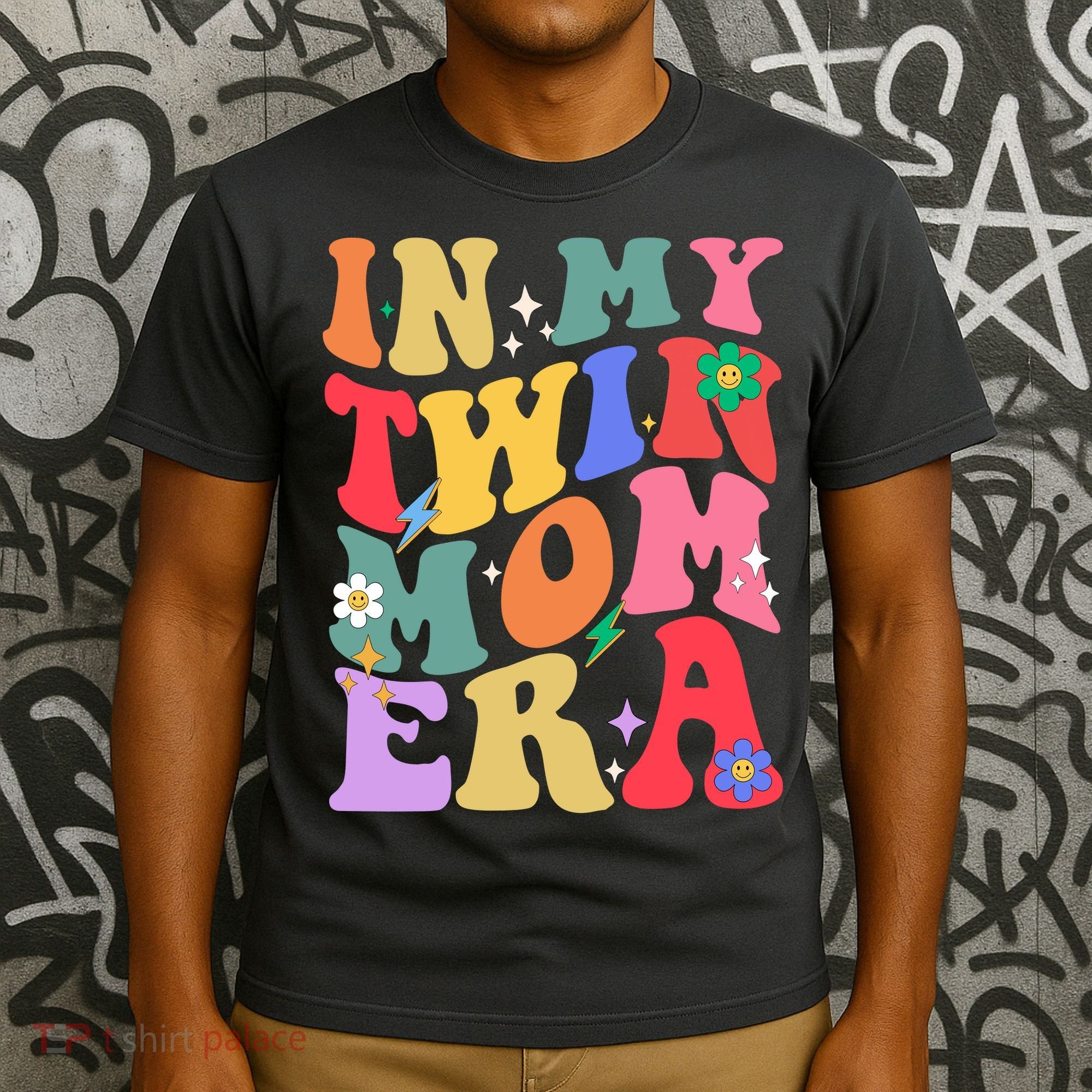 Retro Groovy In My Twin Mom Era Happy Mothers Day T-Shirt