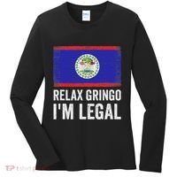 Relax Gringo IM Legal Belize Belizean Immigrant Women's Long Sleeve Shirt thumb 0