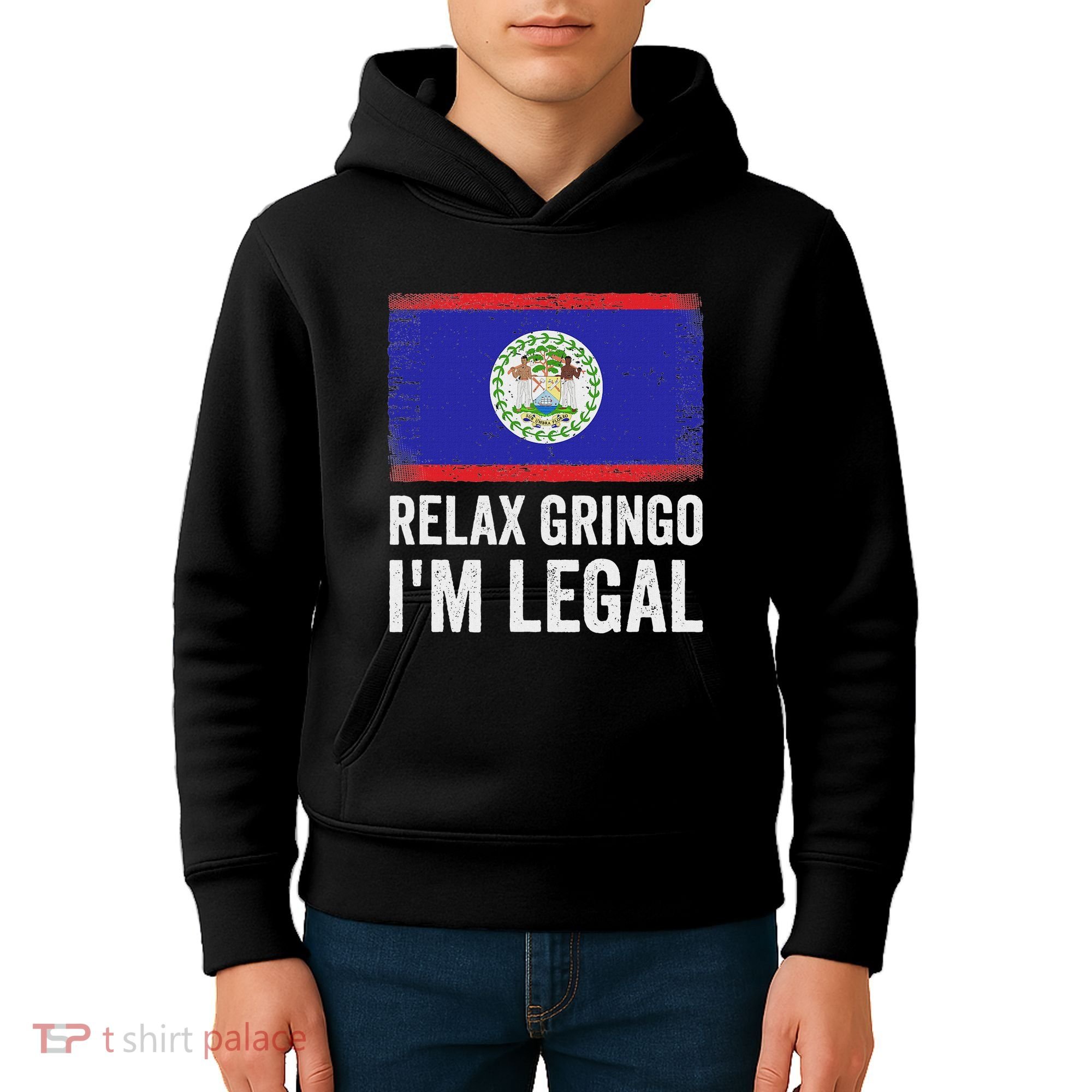 Relax Gringo IM Legal Belize Belizean Immigrant Kids Hoodie