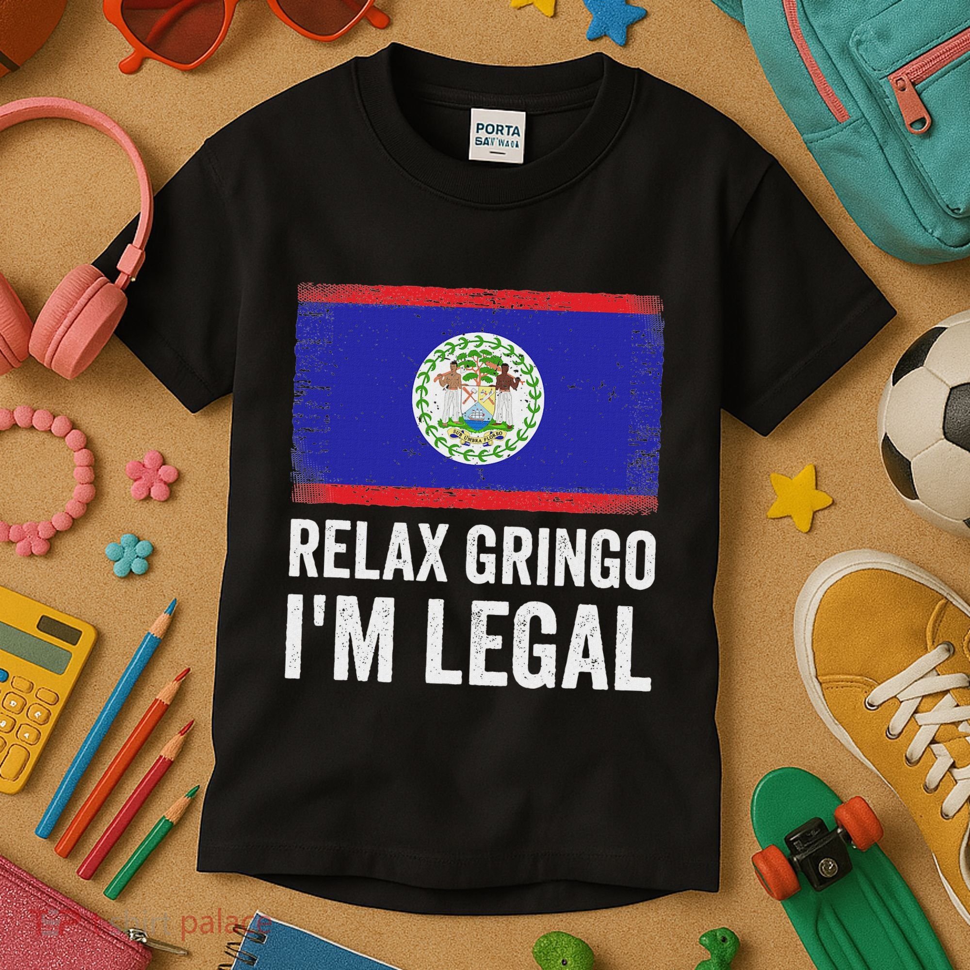 Relax Gringo IM Legal Belize Belizean Immigrant Kids T-Shirt